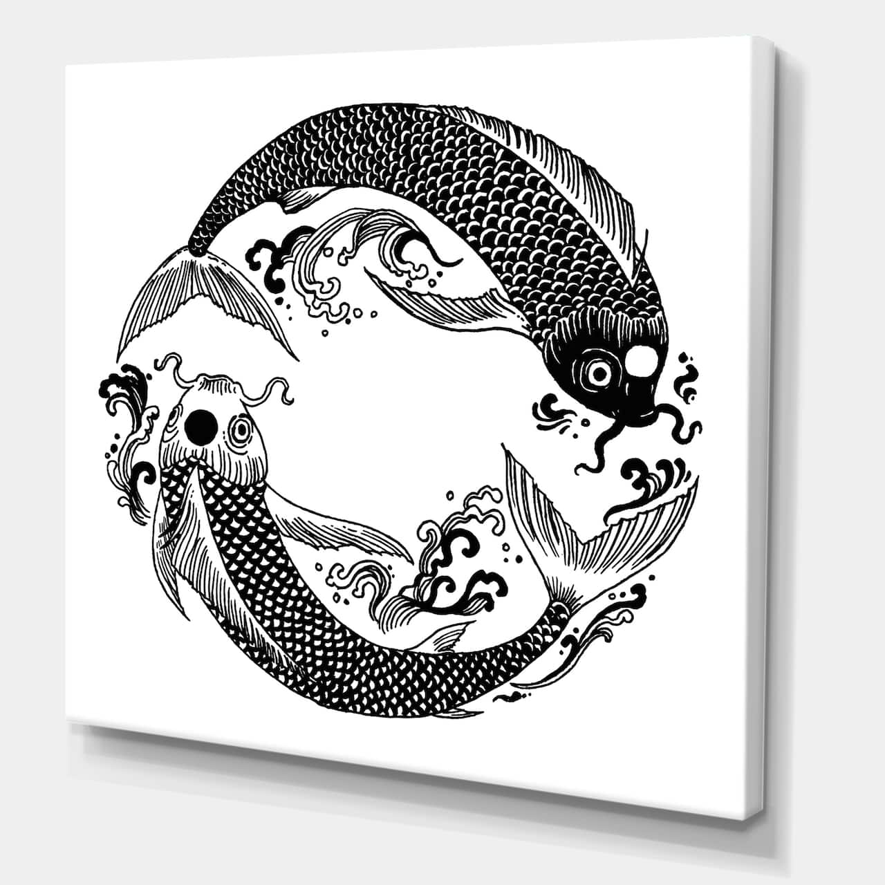 Designart - Chinese Koi Fish In Chinoiserie Style III - Nautical & Coastal Canvas Wall Art Print